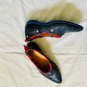 Navy and red women’s Fluevogs